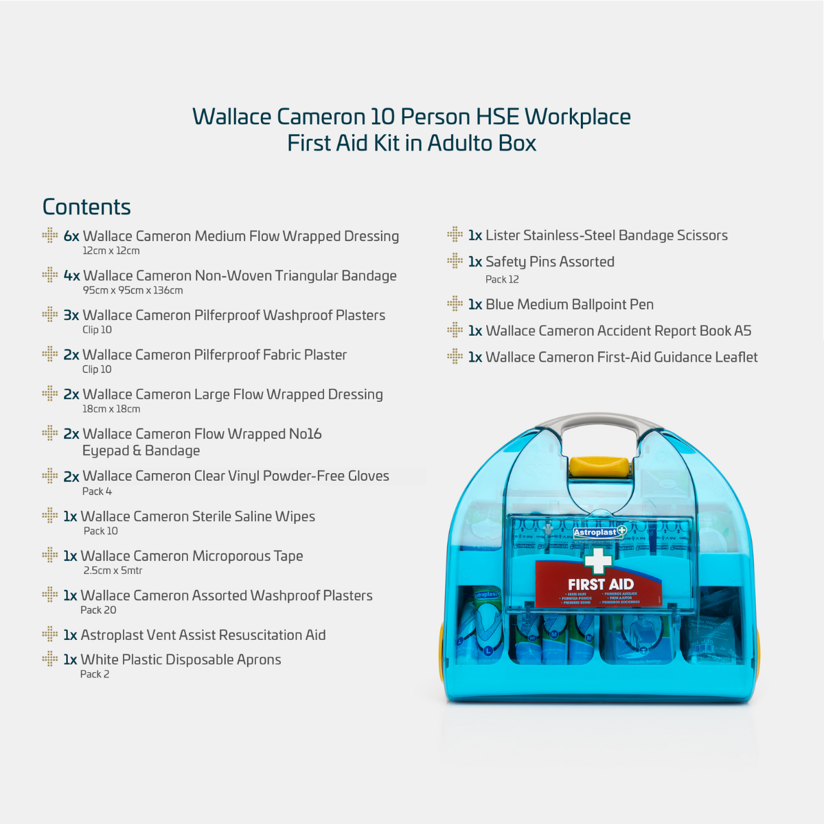 Wallace Cameron 10 Person HSE Workplace First Aid Kit in Adulto Box