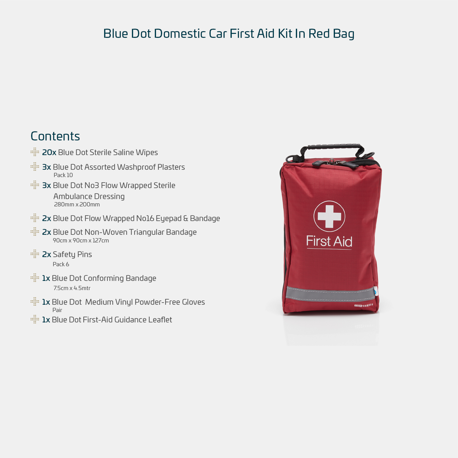 Blue Dot Small Motorist First Aid Kit in Red Bag