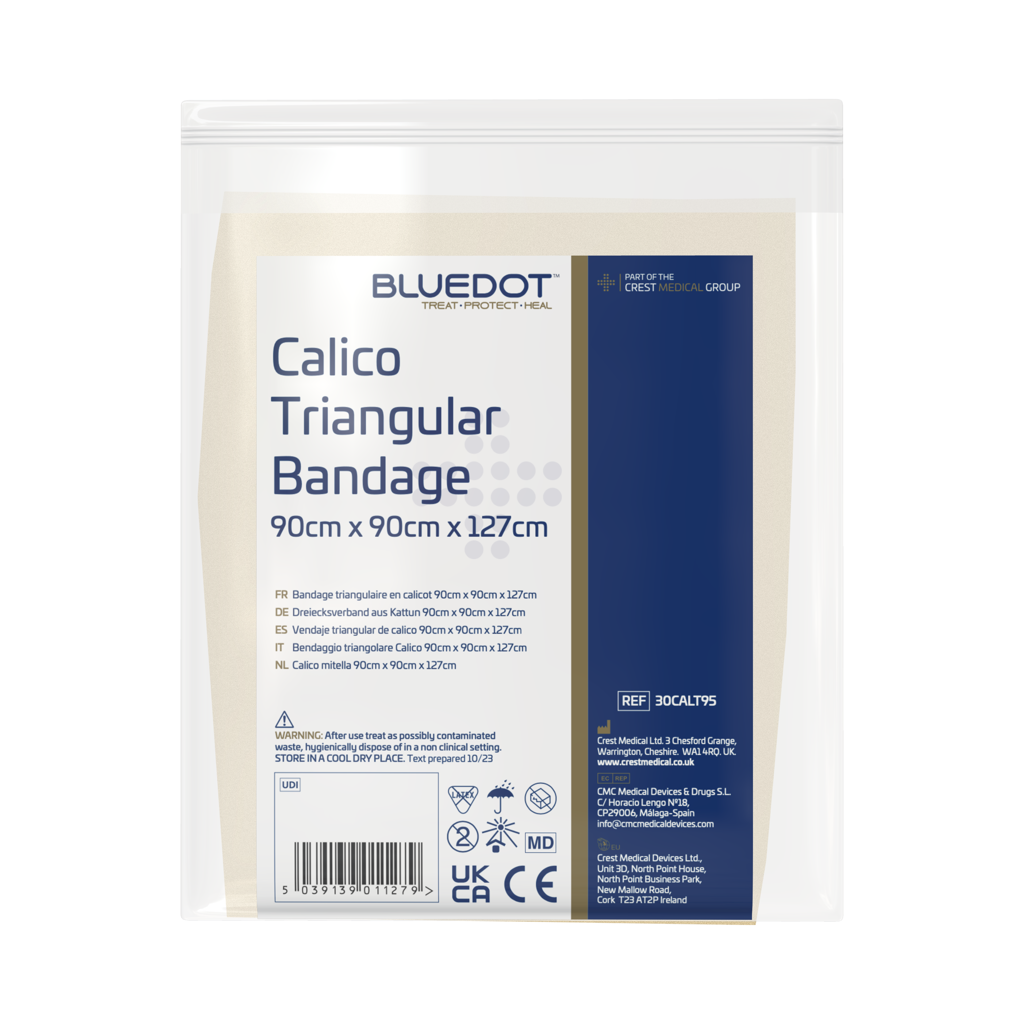 Blue Dot 90cm x 90cm x 127cm Calico Unhemmed Triangular Bandage