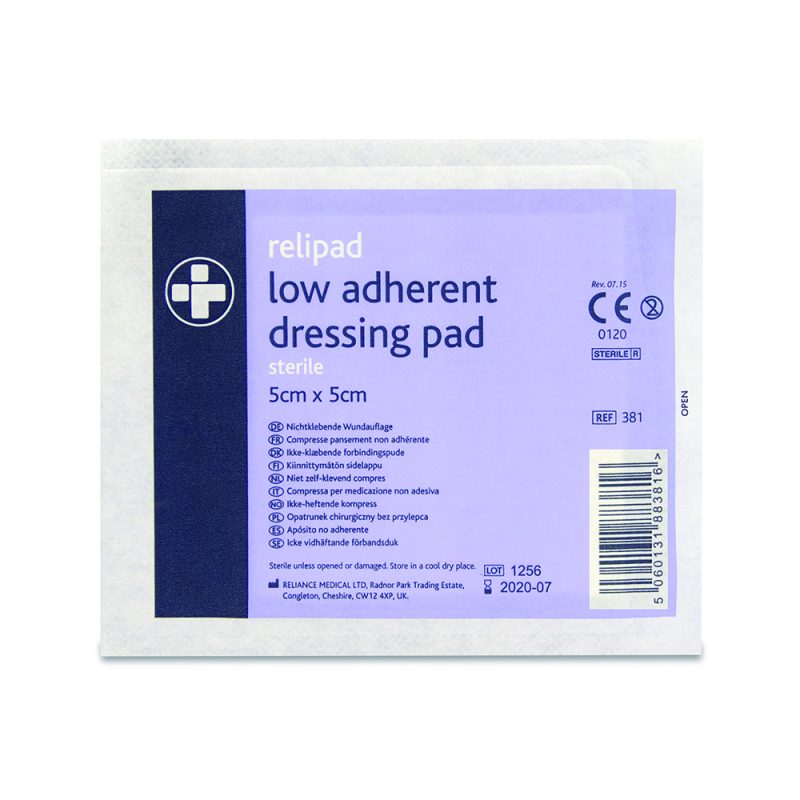 Relipad Low Adherent Dressing Pads – 5cm x 5cm