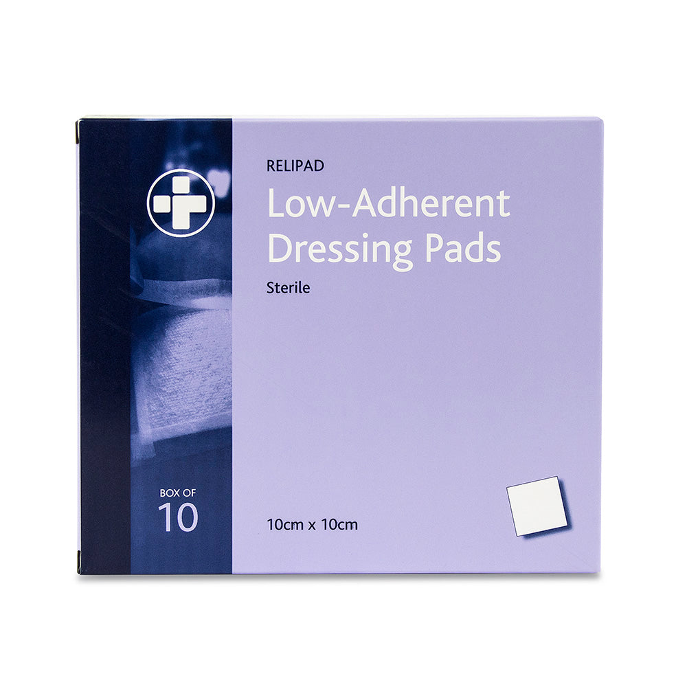 Relipad Low Adherent Dressing Pads – 10cm x 10cm – Box of 10