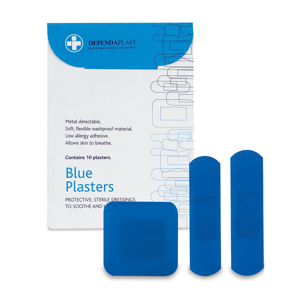 Dependaplast - Metal Detectable Washproof Plasters - Assorted - Blue - Wallet of 10