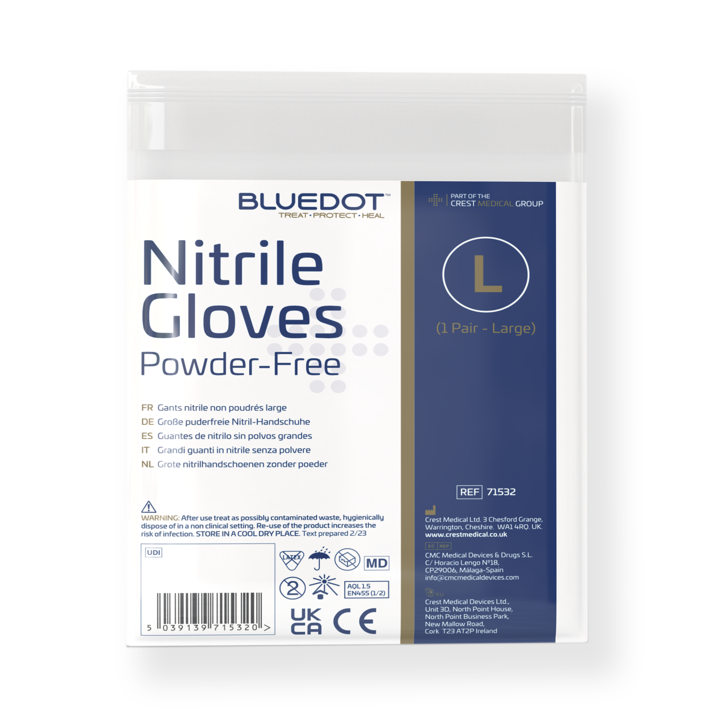 Blue Dot Nitrile Large Powder-Free Non-Sterile Gloves (Pair)