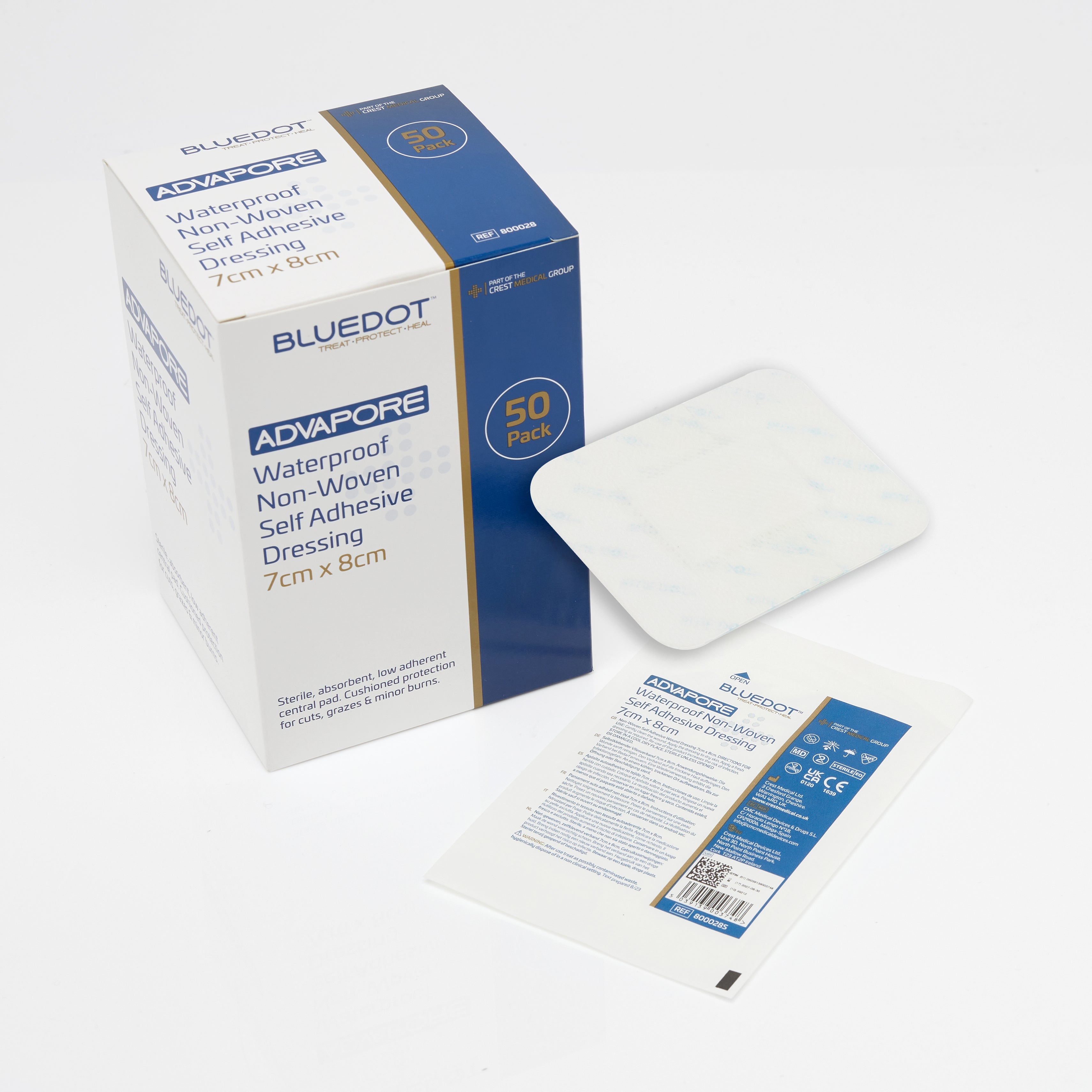Advapore 7cm x 8cm Waterproof Non-Woven Adhesive Wound Dressing (Pack 50)