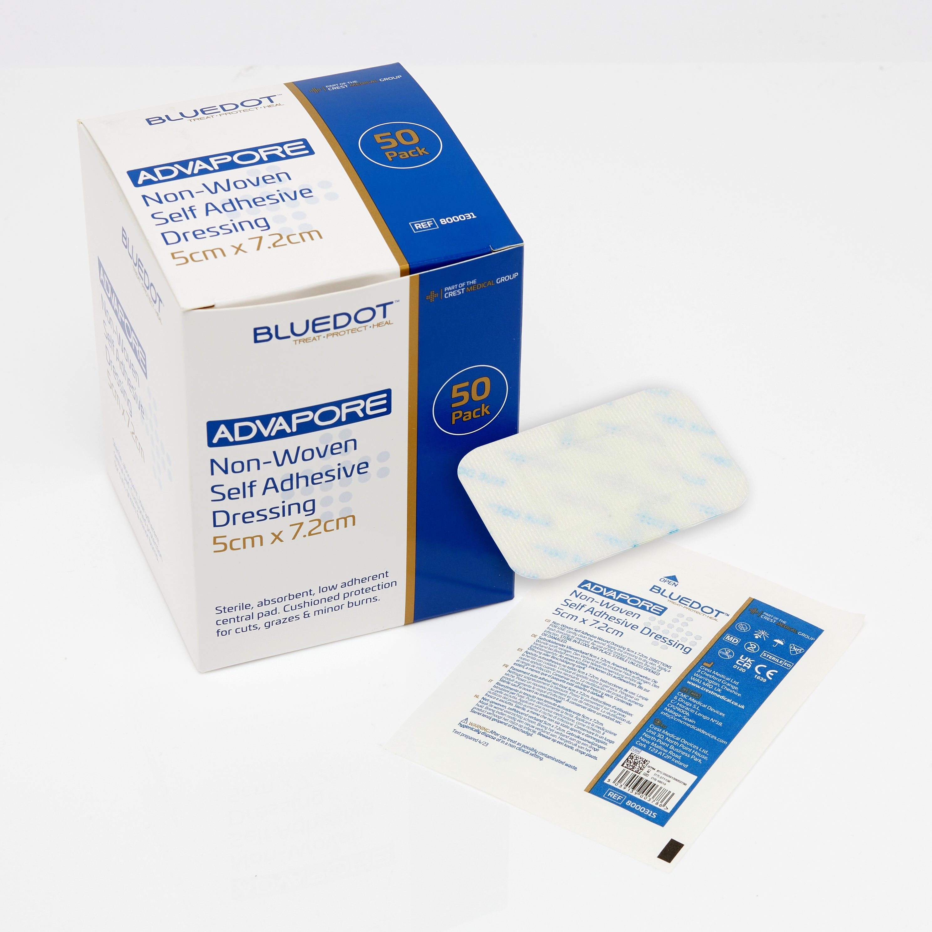 Advapore Non-Woven Fabric Adhesive Wound Dressing 5cm x 7.2cm (Box 50)