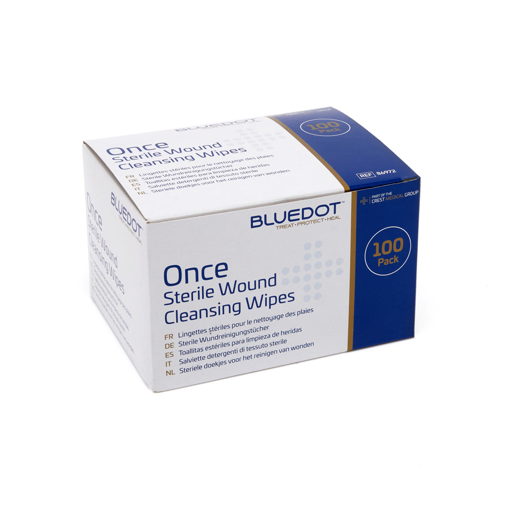 Blue Dot Once Sterile Saline Wipes (Box 100)