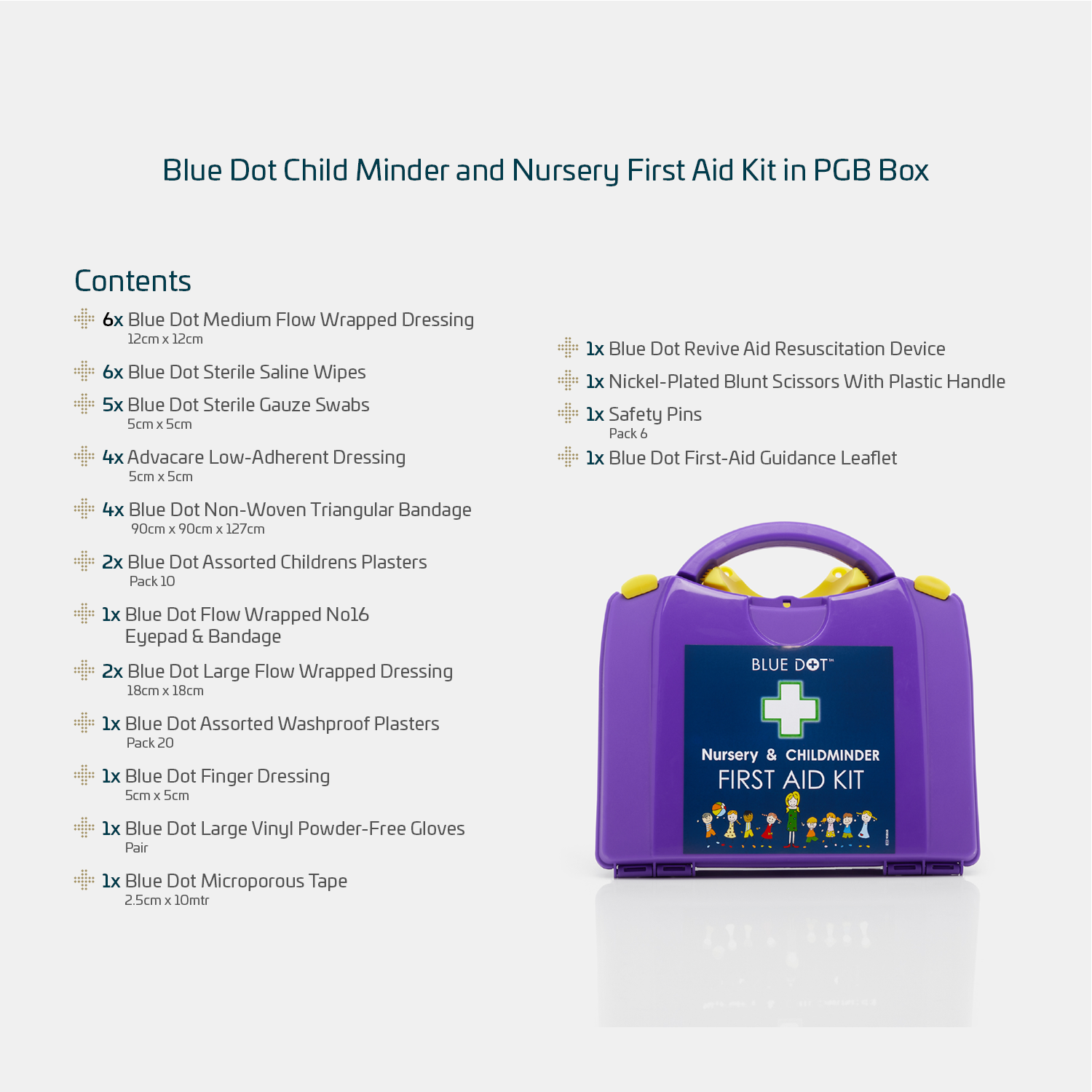Blue Dot Child Minder and Nursery First Aid Kit in PGB Box