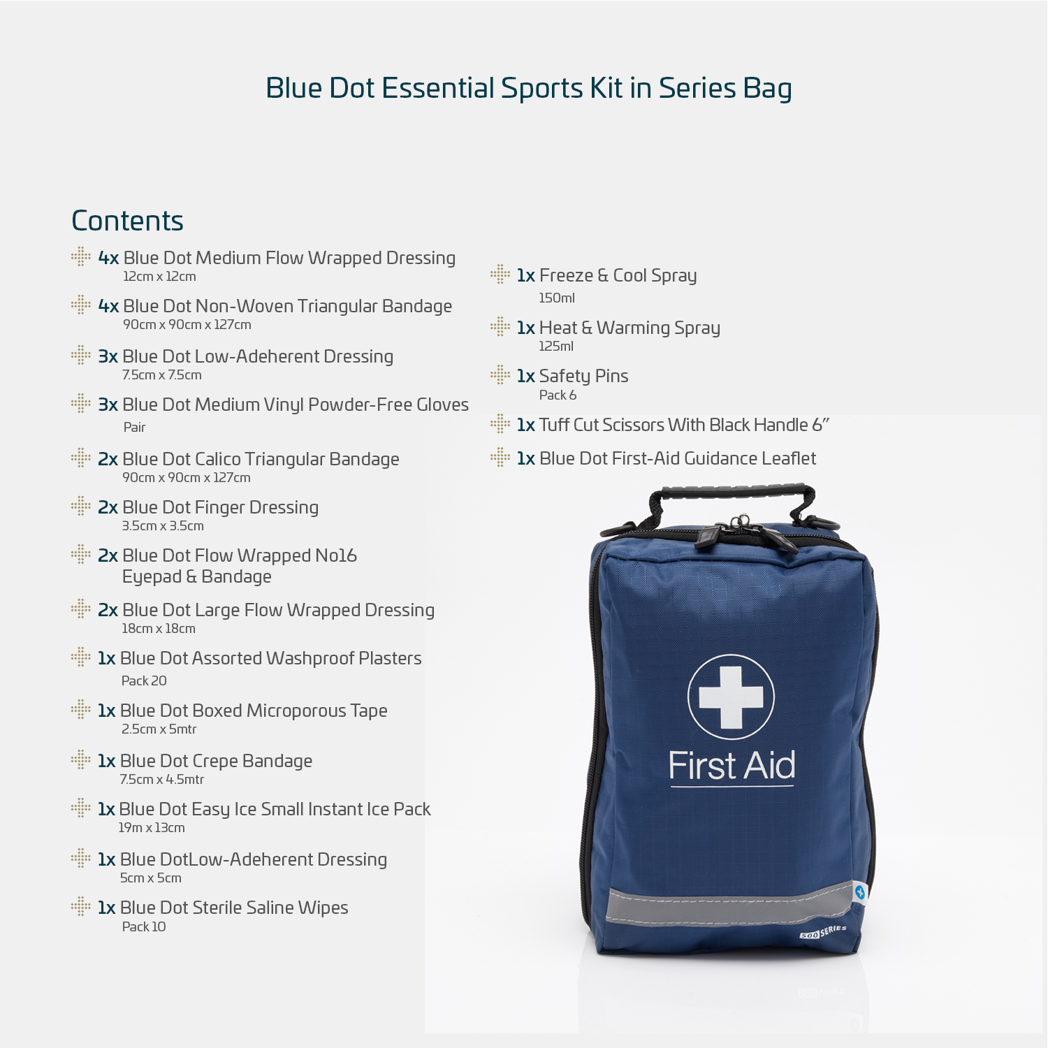 Blue Dot Essential Sports First Aid Kit in Blue Bag