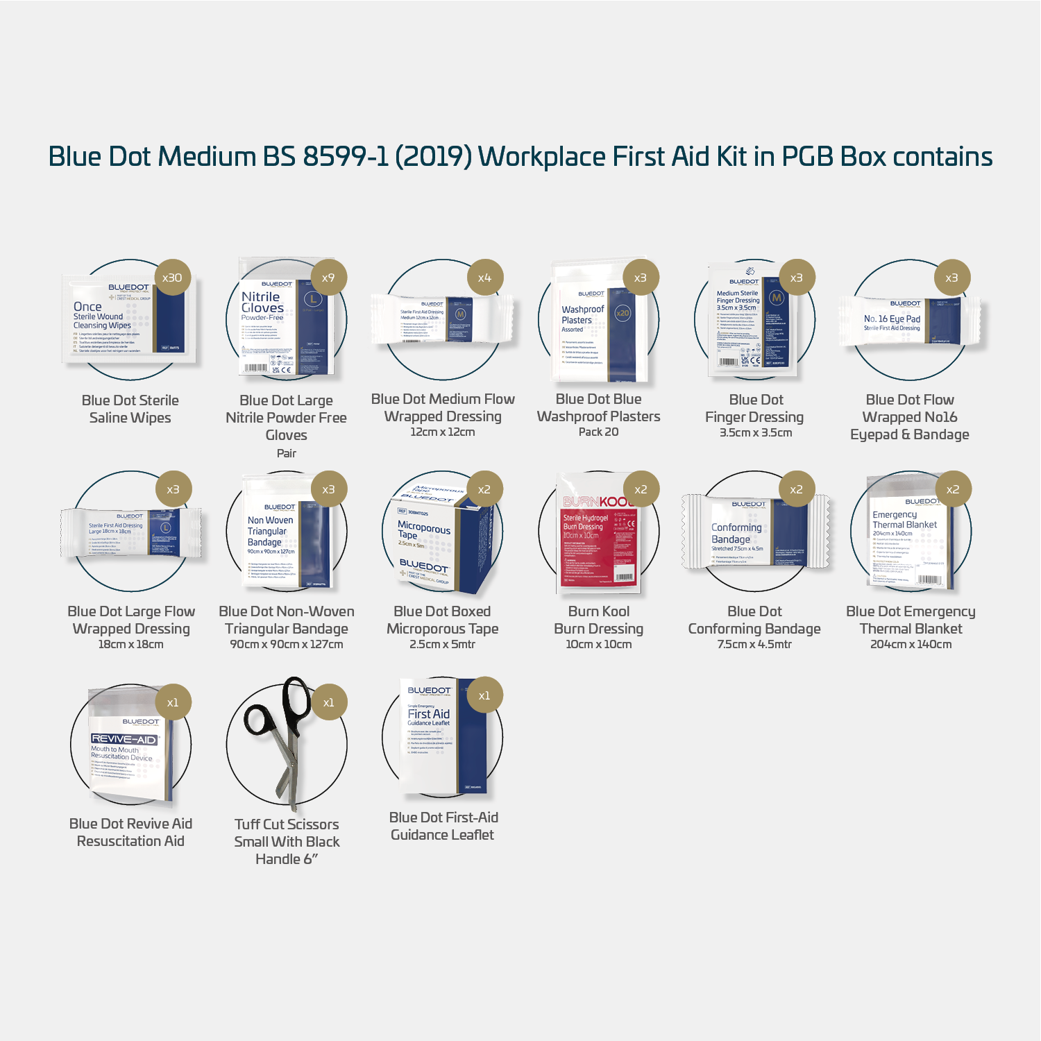Blue Dot Medium BS 8599-1 (2019) Workplace First Aid Kit in PGB Box