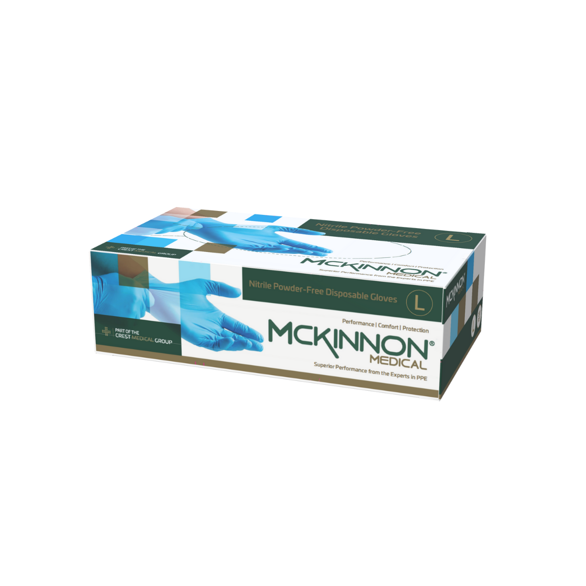Mckinnon Medical Large Blue Nitrile Powder-Free Examination Gloves (Box 100)