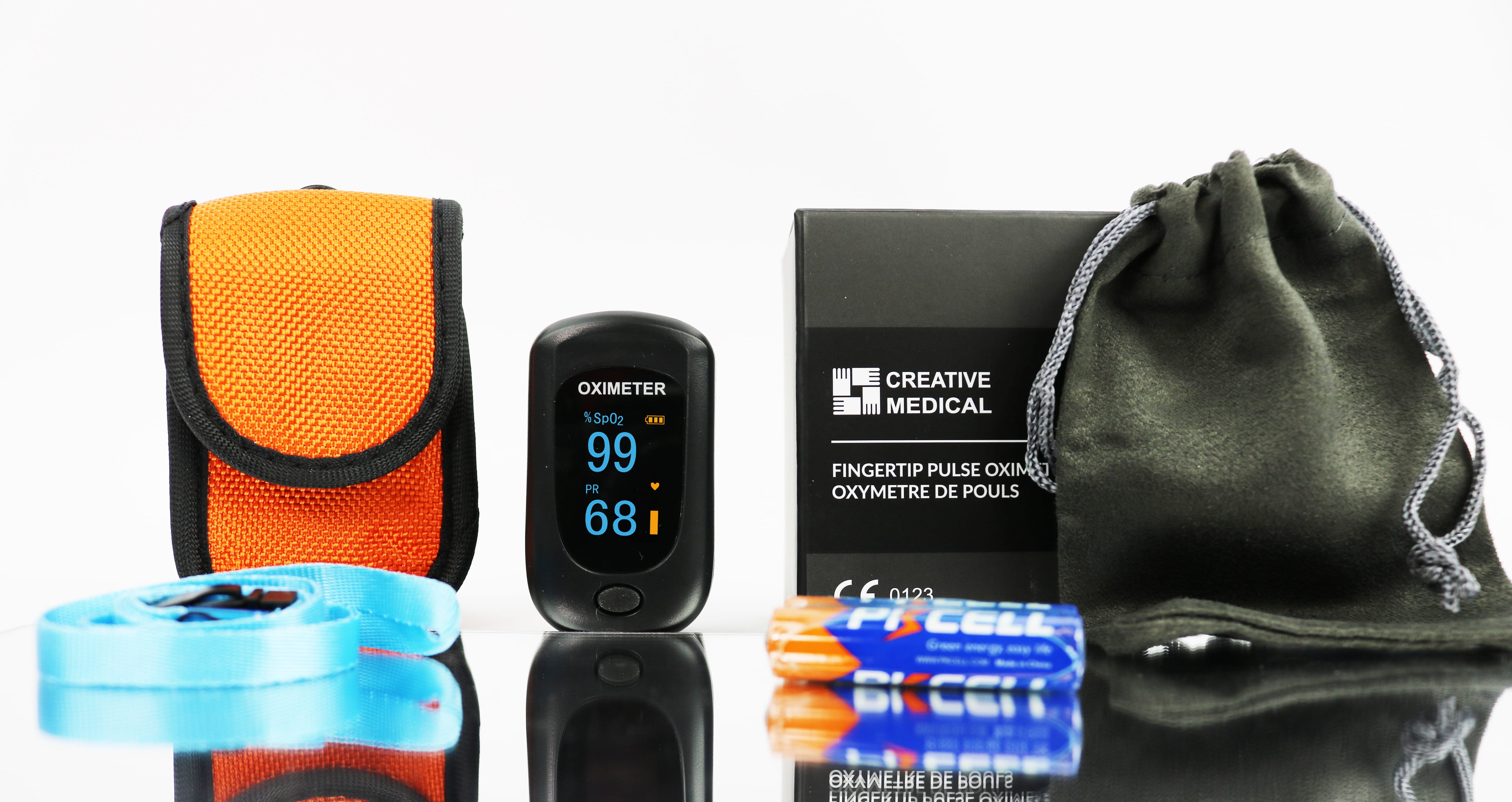 PC-60B1 Finger Pulse Oximeter, Black, with Carry Case