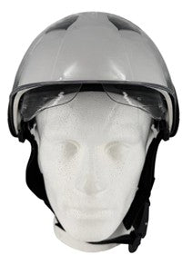 White Ambulance Professional Helmet with Clear Visor/Eye Guard and Green Reflective Tape