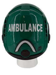 Green Ambulance Professional Helmet with Clear Visor/Eye Guard and Silver Reflective Tape