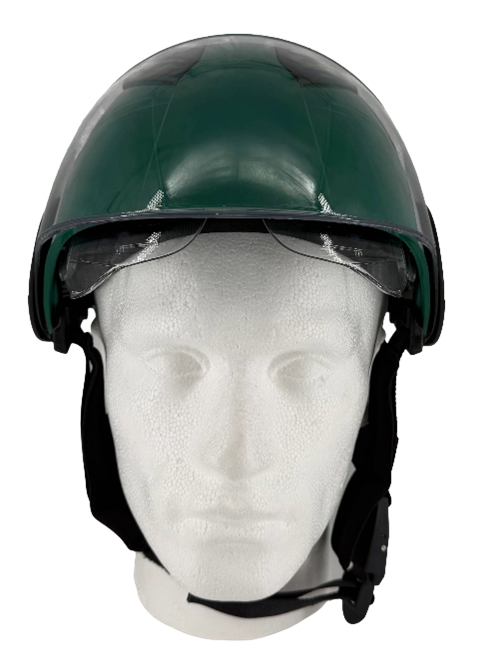 Green Ambulance Professional Helmet with Clear Visor/Eye Guard and Silver Reflective Tape