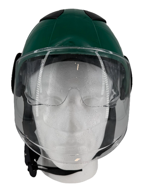 Green Ambulance Professional Helmet with Clear Visor/Eye Guard and Silver Reflective Tape