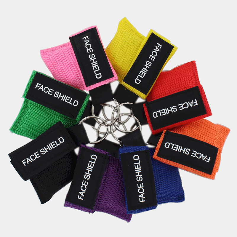 Face Shield with Valve in Keyring Pouch