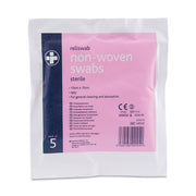 Reliswab Non-Woven Swabs – 4 Ply – 10cm x 10cm – Pack of 5