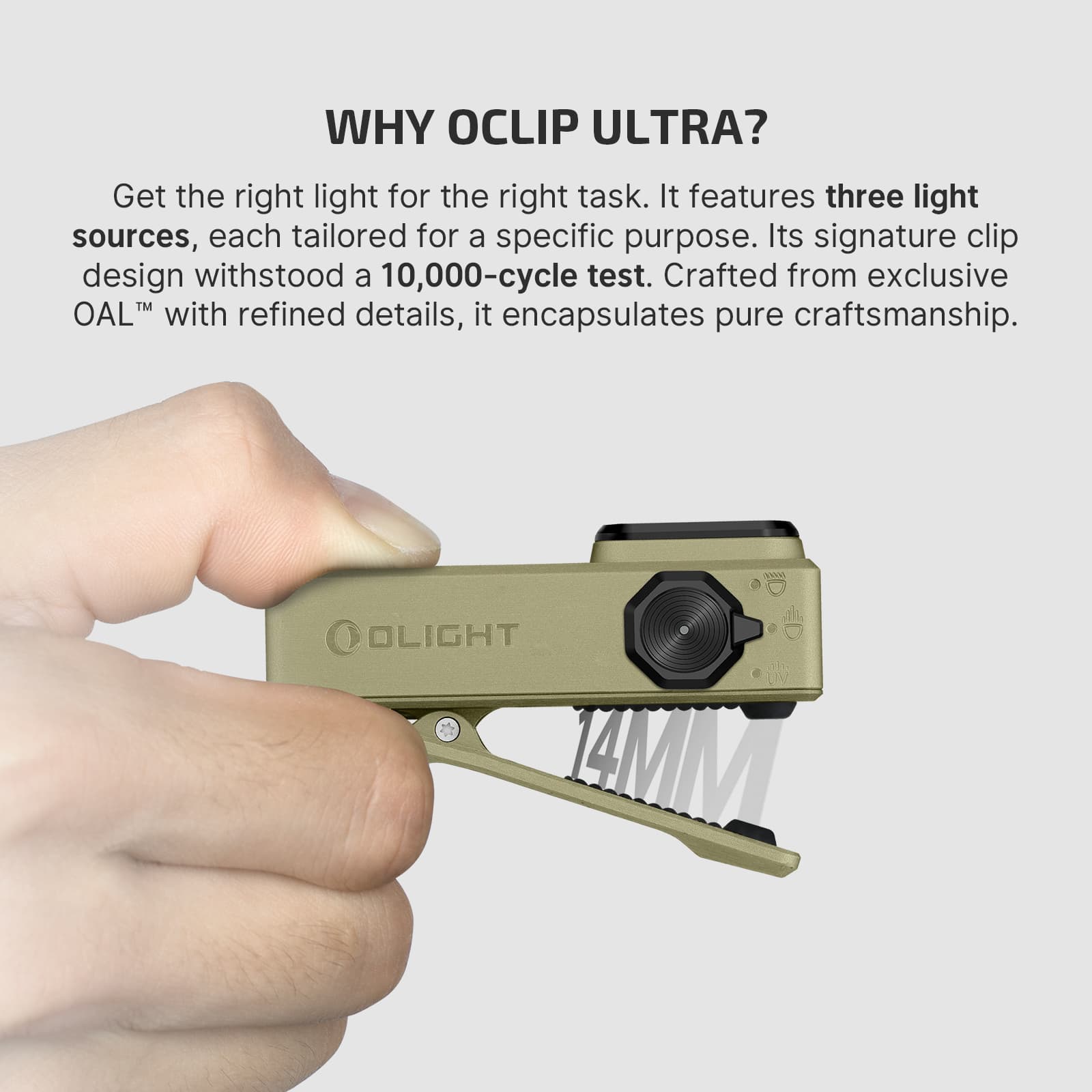 Oclip Ultra Clip-On EDC Light with Floodlight & Spotlight & UV Light